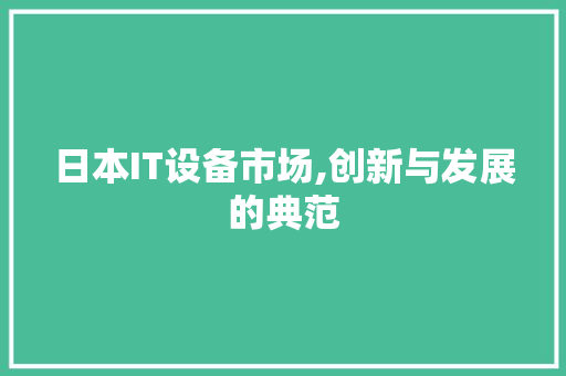 日本IT设备市场,创新与发展的典范