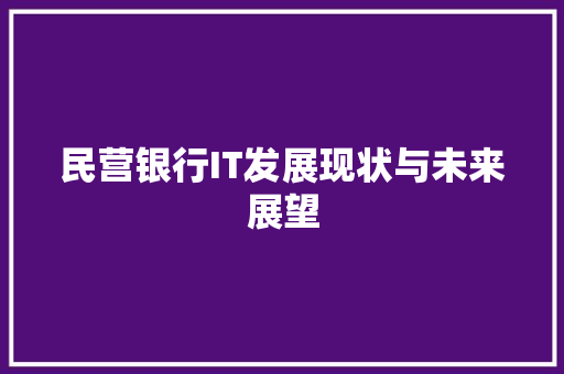 民营银行IT发展现状与未来展望
