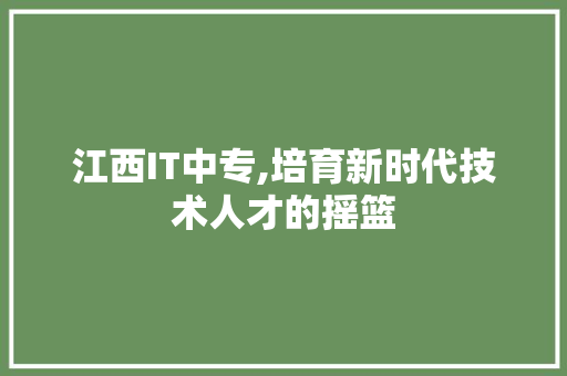 江西IT中专,培育新时代技术人才的摇篮