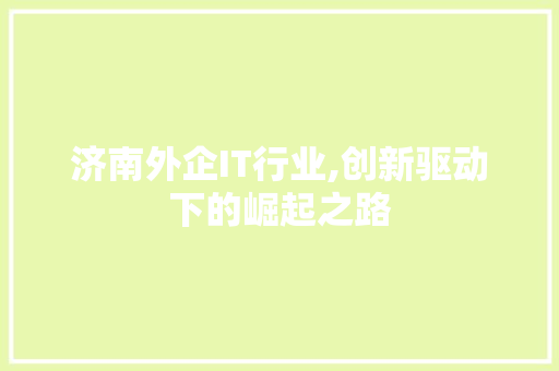 济南外企IT行业,创新驱动下的崛起之路
