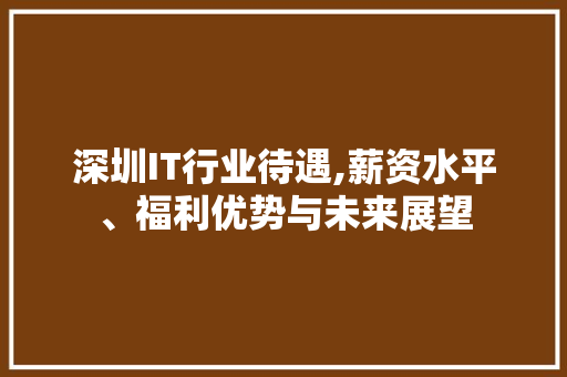 深圳IT行业待遇,薪资水平、福利优势与未来展望