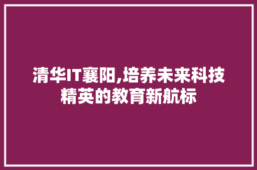 清华IT襄阳,培养未来科技精英的教育新航标
