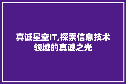 真诚星空IT,探索信息技术领域的真诚之光