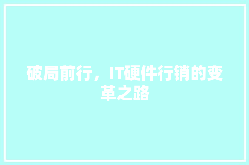 破局前行，IT硬件行销的变革之路