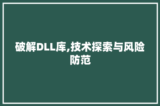 破解DLL库,技术探索与风险防范