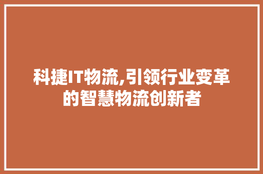 科捷IT物流,引领行业变革的智慧物流创新者