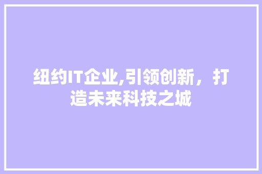 纽约IT企业,引领创新，打造未来科技之城