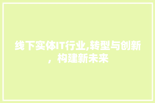 线下实体IT行业,转型与创新，构建新未来