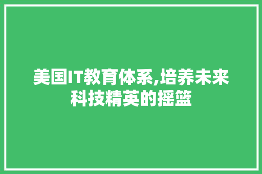 美国IT教育体系,培养未来科技精英的摇篮
