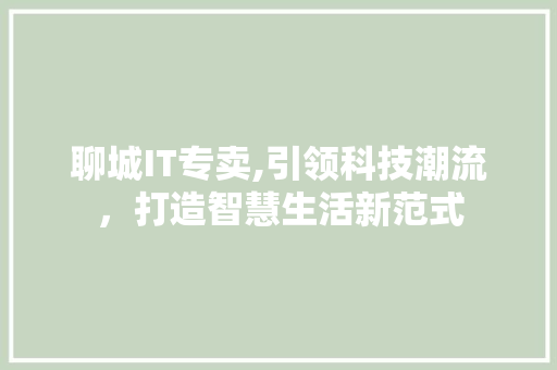 聊城IT专卖,引领科技潮流，打造智慧生活新范式