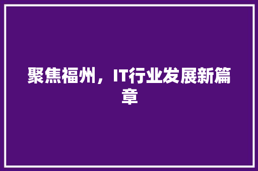 聚焦福州，IT行业发展新篇章