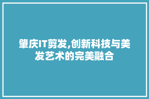 肇庆IT剪发,创新科技与美发艺术的完美融合