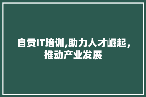 自贡IT培训,助力人才崛起，推动产业发展