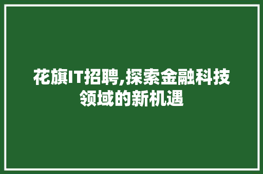 花旗IT招聘,探索金融科技领域的新机遇