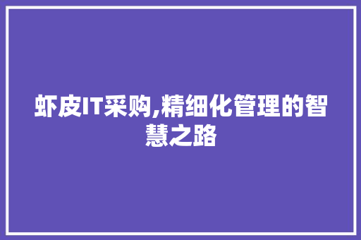 虾皮IT采购,精细化管理的智慧之路