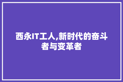 西永IT工人,新时代的奋斗者与变革者