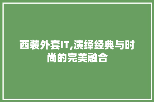西装外套IT,演绎经典与时尚的完美融合