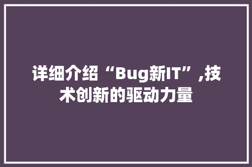 详细介绍“Bug新IT”,技术创新的驱动力量