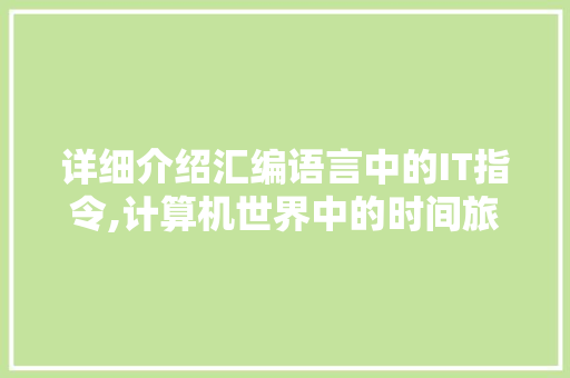 详细介绍汇编语言中的IT指令,计算机世界中的时间旅行者