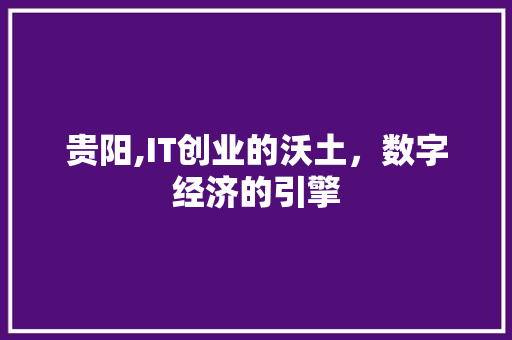 贵阳,IT创业的沃土，数字经济的引擎