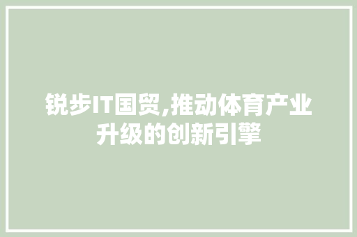 锐步IT国贸,推动体育产业升级的创新引擎