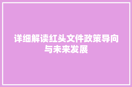 详细解读红头文件政策导向与未来发展