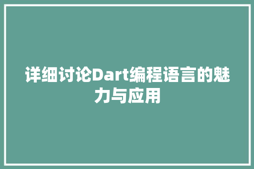 详细讨论Dart编程语言的魅力与应用