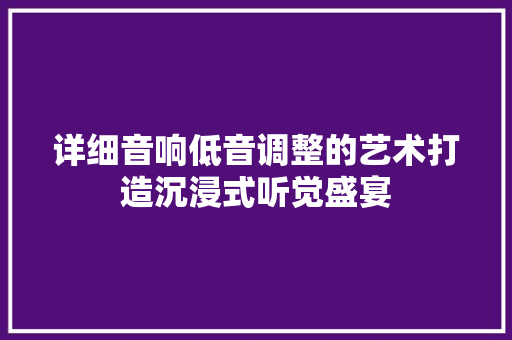 详细音响低音调整的艺术打造沉浸式听觉盛宴