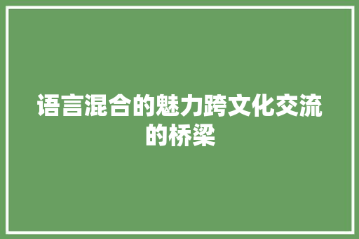 语言混合的魅力跨文化交流的桥梁