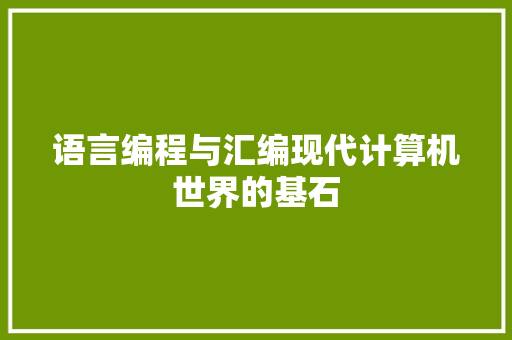 语言编程与汇编现代计算机世界的基石