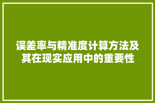 误差率与精准度计算方法及其在现实应用中的重要性