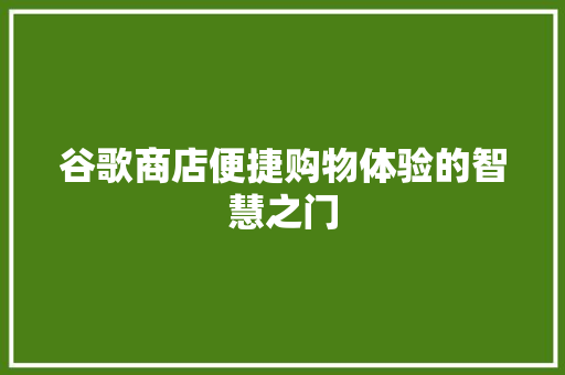 谷歌商店便捷购物体验的智慧之门