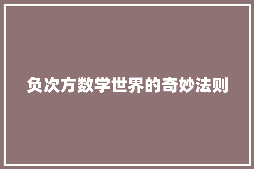 负次方数学世界的奇妙法则