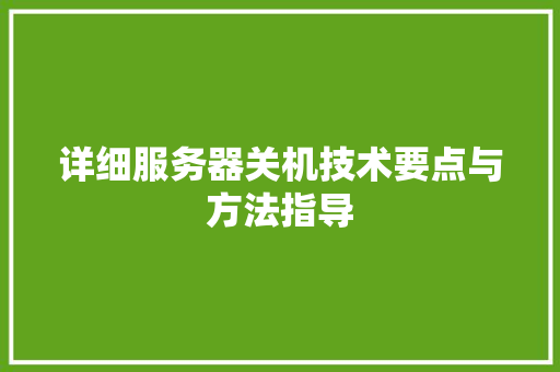 详细服务器关机技术要点与方法指导