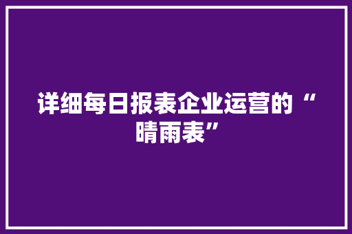 详细每日报表企业运营的“晴雨表”
