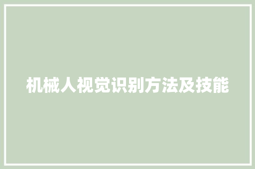 机械人视觉识别方法及技能