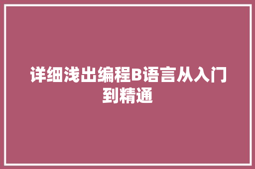 详细浅出编程B语言从入门到精通