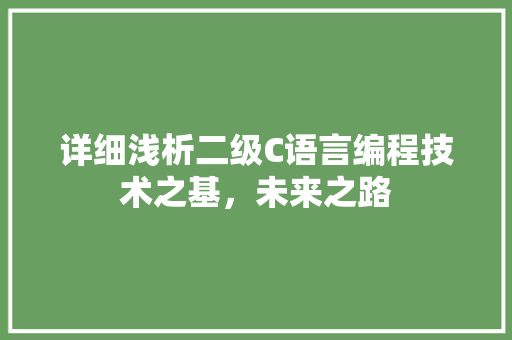 详细浅析二级C语言编程技术之基，未来之路