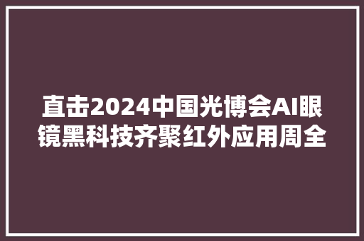 直击2024中国光博会AI眼镜黑科技齐聚红外应用周全加速