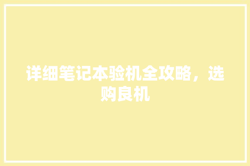 详细笔记本验机全攻略，选购良机