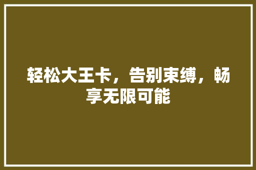 轻松大王卡，告别束缚，畅享无限可能