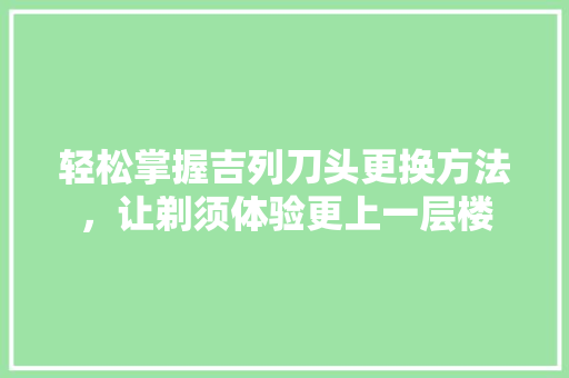 轻松掌握吉列刀头更换方法，让剃须体验更上一层楼