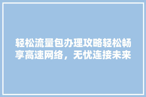 轻松流量包办理攻略轻松畅享高速网络，无忧连接未来