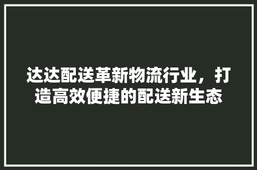 达达配送革新物流行业，打造高效便捷的配送新生态