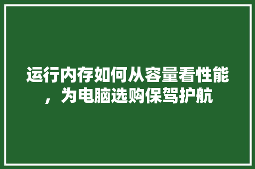 运行内存如何从容量看性能，为电脑选购保驾护航