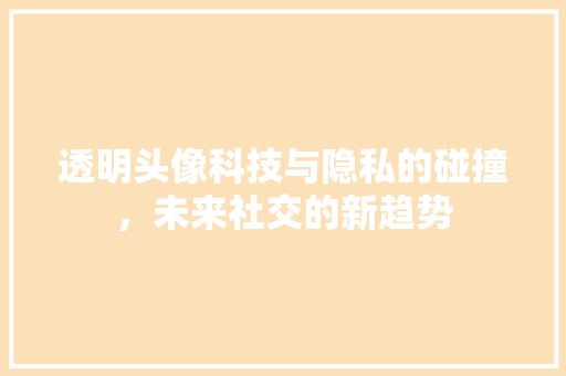 透明头像科技与隐私的碰撞，未来社交的新趋势