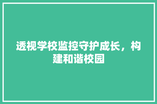 透视学校监控守护成长，构建和谐校园