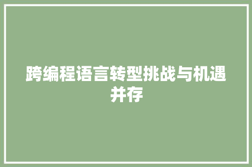 跨编程语言转型挑战与机遇并存