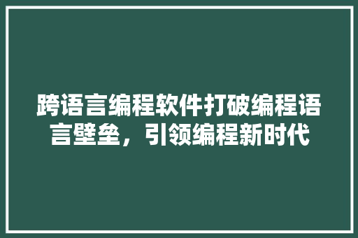 跨语言编程软件打破编程语言壁垒，引领编程新时代