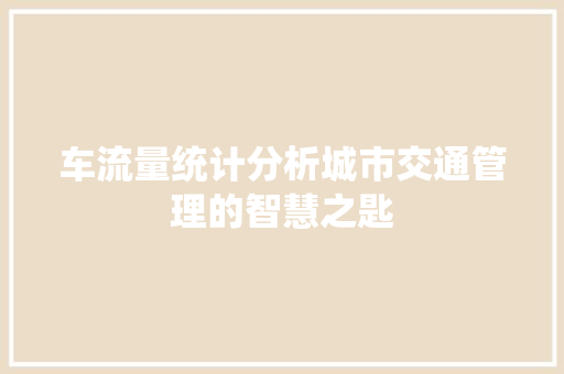 车流量统计分析城市交通管理的智慧之匙